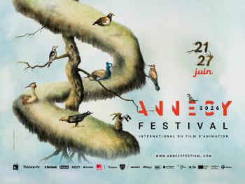 Affiche 2026 du Festival international du film d'animation d'Annecy 2026, création Randall Finnerty.